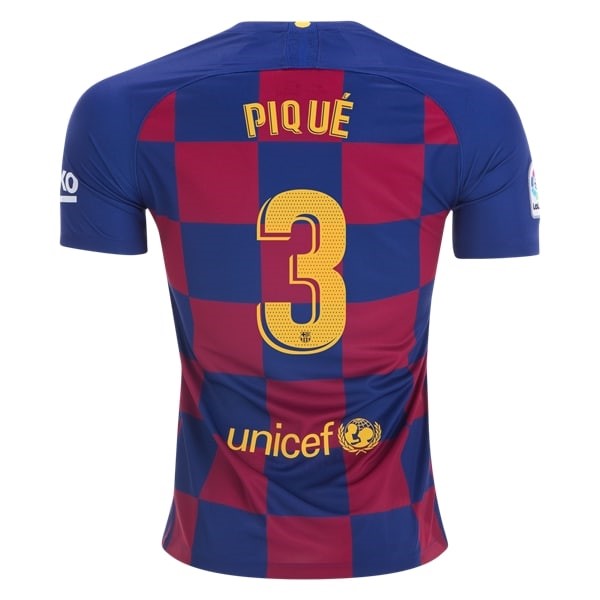 Camiseta Barcelona NO.3 Pique Primera 2019-2020 Azul Rojo